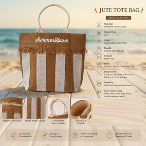 Eco Friendly Jute Handbag for Women Reusable Fashion Tote <b>Bag</b> with Comfortable Handles for Shopping Available for Sale - Product Image 5