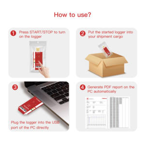 Wegwerp Usb Temperatuur Datalogger Voor Koude Ketting Transport | Pdf Rapport <span class=keywords><strong>Recorder</strong></span> - Product Image 3