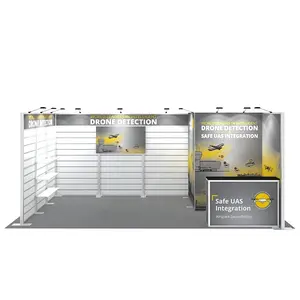 Portable Slat Wall Backdrop Stand Promotional Shelves Storage Space Private 10x20 Durable Aluminum Display Trade Show Booth