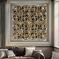 Dekorasi Dinding Ruang Tamu Rumah Berbentuk Bunga 3D Antik Kuningan Desain Art Deco Warna Emas Resin Tahan Lama
