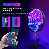 Lampe d'Ambiance 3D Abyss pour Bureau Gamer, Miroir Acrylique Superposé Rond, Effet Lumineux RGB Fluide, Alimentation USB, Décoration de Chambre