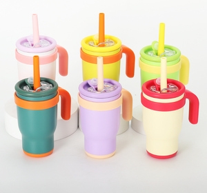 Taza térmica de acero inoxidable con asa de 14 oz para niños y estudiantes, mantiene el agua fría y caliente. - Product Image 1