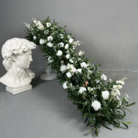 Y-FR031 Chemin de table en fleurs artificielles pour mariage, blanc et crème, en fleurs de soie, pour allée de mariage et décoration de table
