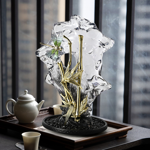 Ornement de montagne en cristal de style chinois, oiseau doré zen, décoration de bureau pour salon, armoire de bureau - Product Image 5