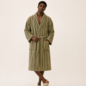 100% Cotton Luxury Eco-Friendly Pajamas Spring Summer Autumn <strong>Men's</strong> Spa Bathrobe <strong>Designer</strong> Wear Wholesale Custom Unisex Robe - Product Image 1