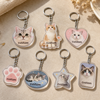 Hersteller Großhandel Maßgefertigter Katzen-Acryl-Schlüsselanhänger Personalisierter Haustier-Foto-Schlüsselanhänger Herz Pfote Stern Form Tier mit Schlüsselring