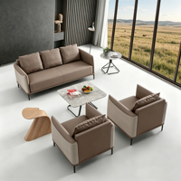 Ensemble de canapés Chesterfield modernes pour cadres, structure en bois massif avec revêtement en cuir PU, pour hall d'hôtel, bureau à domicile, salon