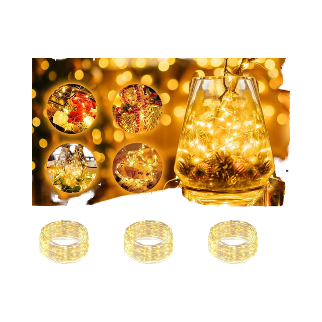Mini Copper Wire LED Fairy Lights 1M 10LED Battery-Operated Indoor/Outdoor Christmas Decorative String Lights Waterproof
