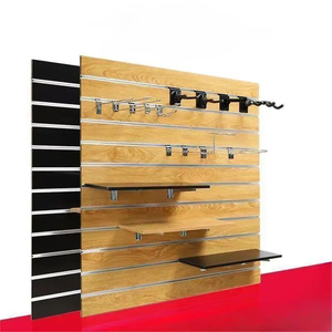 Bán Buôn Slatwall Tấm 18Mm Hiển Thị Đứng Chất Liệu <span class=keywords><strong>MDF</strong></span> Rãnh Hội Đồng Quản Trị Giày Kệ Giá Cho Cửa Hàng Cửa Hàng Hiển Thị Rãnh Bảng Điều Chỉnh - Product Image 1