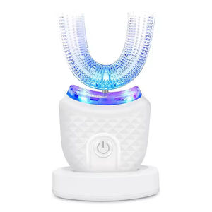 Brosse à dents électrique automatique en silicone à ultrasons à 360 degrés, à poils moyens en forme de U, pour adultes, blanchiment des dents, usage domestique - Product Image 1