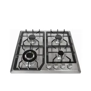 China Manufacturer Kichen appliances 0.6mm thickness stainless steel 4 burner built in gas hob