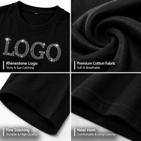 T-shirt personnalisé en strass pour femme, logo scintillant, coton premium, streetwear décontracté, plusieurs couleurs, OEM ODM, tee-shirt mode diamant