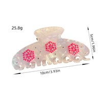 Barrette à cheveux en acétate de grande taille avec des flocons de neige en relief de style européen et américain, remplis d'encre, clips de luxe, strass