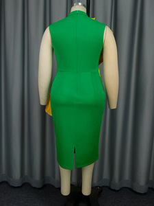 Robe moulante Colorblock audacieuse avec détail à volants femmes longueur midi taille naturelle tenue <span class=keywords><strong>de</strong></span> soirée pour les fêtes et les hébergements - Product Image 6