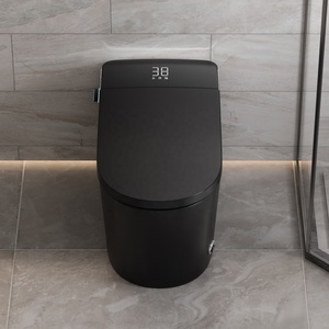 WC intelligent monobloc en céramique noire avec capteur de lumière à chasse automatique, siège chauffant et télécommande - Product Image 5