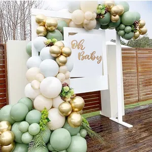 חתונה יום הולדת בלוני קישוט מסיבת בלוני 152pcs ירוק כסף Macaron מתכת בלון זר קשת