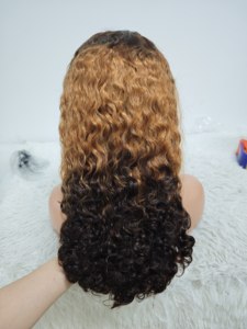 Promotion 59$ 73$ Letsfly Romance Perruques de cheveux humains bouclés, Perruques bob frontales en dentelle 13x4, 16 18 pouces, couleur ombrée, effet mouillé et ondulé - Product Image 5