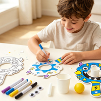 Kit de raquettes à peindre DIY, jouet créatif pour enfants, jeu de capture de monstres mignons, raquettes en carton vierges à peindre à la main pour la maternelle