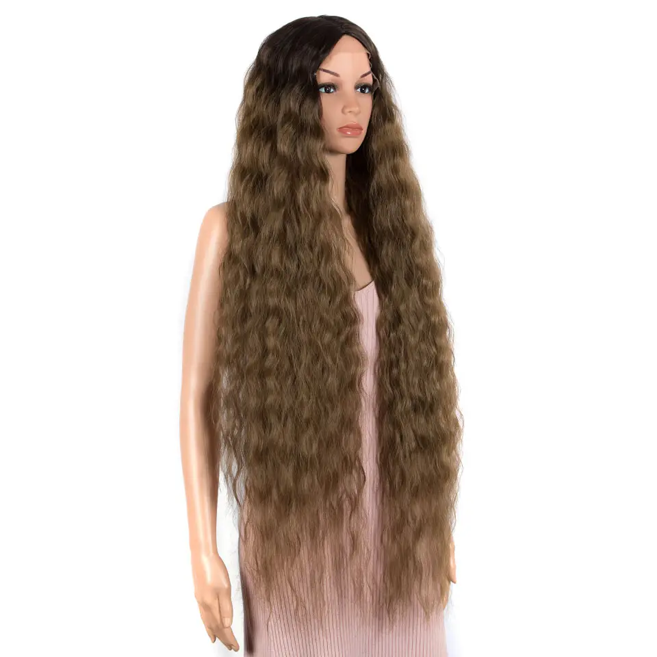 Noble 150% Density Wigs Wavy 41" Lace Front Wigs Half Hand Tied Synthetic Wigs With Baby Hair High Temperature Hair Extension
