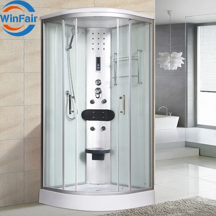 WinFair Luxury Enclosed House Simple Aluminum Waterproof Tempered Glass Bathroom Enclosure Walk In Top Cover Shower Room