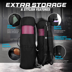 Sac de transport pour tapis de yoga personnalisé pour femmes et hommes, sangle réglable, polyester, résistant à l'eau, poches, porte-tapis, blocs, accessoires de sport - Product Image 2