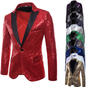 Giacca <span class=keywords><strong>da</strong></span> Uomo con Paillettes Multicolore, Blazer con Perle <span class=keywords><strong>Blu</strong></span> Argento Rosso Scintillante per Matrimoni, Feste e Spettacoli - Product Image 5