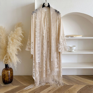 Ultimo Design: Scialle Vintage in Pizzo a Tinta Unita con <span class=keywords><strong>Apertura</strong></span> Frontale, Giacca Elegante per Feste, Scialle Lavorato a Maglia per Donne - Product Image 4