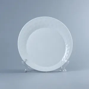 Prato de porcelana de cerâmica para restaurante, restaurantes de cerâmica simples e redonda com tamanhos diferentes