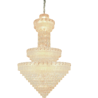 Lustre en cristal de verre multicouche de luxe, finition or/blanc, LED, à intensité variable, pour villas, salons, halls d'hôtels, luxe