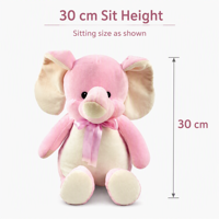 Peluche éléphant rose et blanc de 30 cm, assis, avec nœud papillon, jouet en peluche mignon pour bébé et enfant