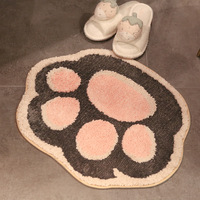 Dessin animé mignon chat griffes salle de bain tapis antidérapant doux absorbant microfibre tapis drôle animal conception Latex support lavable en Machine