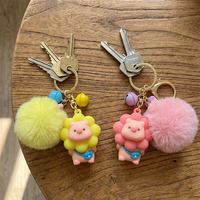 Porte-clés dessin animé cochon tournesol, poupée en PVC souple, personnalisable DIY, style Ins, pendentif pour voiture et sac, petit cadeau mignon, vente en gros, étanche SEEJOYOU