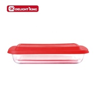 Plat à pâtisserie en verre borosilicate avec couvercle en plastique, résistant à la chaleur, écologique, compatible four et réfrigérateur, 400