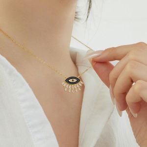 Collar con Colgante de Ojo Azul de Plata S925 con Circonita 5A y Esmalte, Talismán de Creencia Sobrenatural, Joyería Fina para Mujer Dylam - Product Image 2