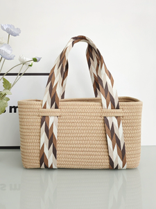 Bolsa de Playa Portátil de Cuerda de Algodón Tejida a Mano, Venta al Por Mayor de Fábrica Yiyou, para Vacaciones de Verano, Cesta de Almacenamiento para Pañales de Bebé - Product Image 5