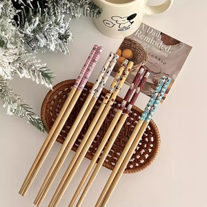 Palillos de bambú con diseño de dibujos animados, forma redonda, vajilla de uso diario, utensilios de cocina para adultos, estilo de regalo - Product Image 3