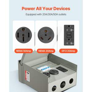 Panneau de prise de courant temporaire 20 30 50 Amp Boîtier de panneau de systèmes électriques RV - Product Image 3
