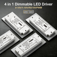 Fuente de Alimentación LED ETL SAA CE 12V 24V 20W 30W 40W 50W 60W 80W 96W 100W, Controlador LED Regulable 4 en 1 de Voltaje Constante