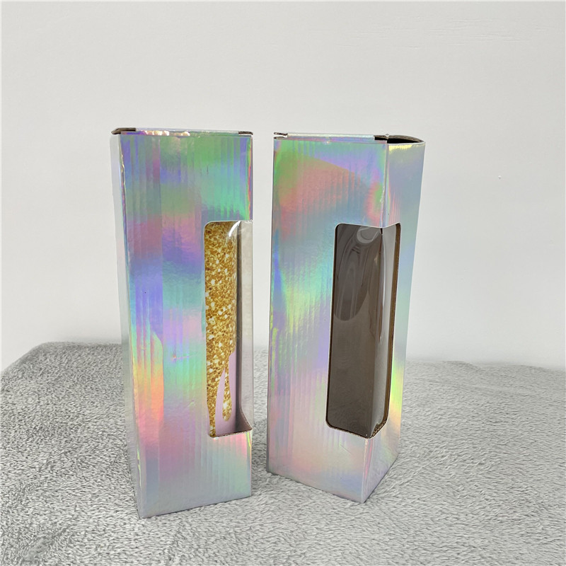 Новое поступление, 30 унций, 20 унций, тонкий стакан, Голографическая Упаковочная коробка с пластиковым окном дисплея для сублимационных тумблера