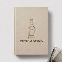 Caja de Regalo Rígida con Cubierta de Lino Estilo Libro, Impresión de Logotipo en Papel Dorado, Tamaño Personalizado, para Set de Whisky con Botella y Vasos