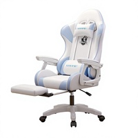 Chaise de jeu moderne et minimaliste pour la maison, la chambre ou le bureau, en nylon, inclinable, confortable, ergonomique, pivotante, avec base à cinq étoiles et revêtement en cuir synthétique.