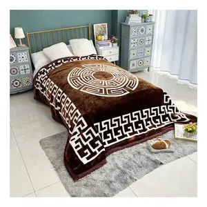 Wholesale Customized Double Warm Double Thick Luxury Print Super Soft 100% Polyester Raschel Blanket