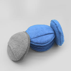 Esun bantalan aplikator serat mikro bulat bebas serat spons Yang dapat dicuci untuk membersihkan mobil poles dengan saku jari nyaman - Product Image 1