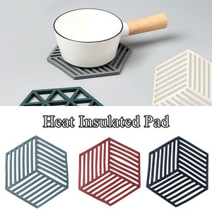 Vaisselle en silicone Tapis isolant Sous-verre Hexagone Tapis en silicone Tapis à isolation thermique Bol Napperon Décoration de table pour la maison Outils de cuisine - Product Image 4