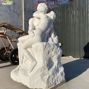 Personalizzato a grandezza naturale giardino in marmo pietra amore coppia baciare statua per la vendita - Product Image 3