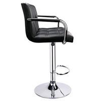 Tabourets de bar réglables léopard avec accoudoirs, dossier carré pivotant, double couture avec dossier, lot de 2 (noir)
