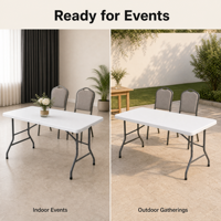 Table pliante rectangulaire de 182,5 cm, plateau en HDPE avec structure en acier thermolaqué, pour événements et restauration