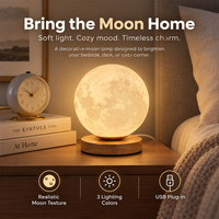 Lampe de table LED à base en bois à longue durée de vie, lumière lunaire rotative, contrôle de trois couleurs, décoration pour restaurant, café, bar, salle à manger