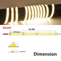 Tira de Luz LED COB Flexible de 8mm de Ancho, 480 LED, 4000K Natural, DC12V/24V, USB, IP20, Control Remoto, para Cocina, Sala de Estar, Retroiluminación de TV