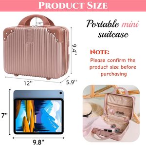 12Inch Gift Souvenir Hard Shell ABS Portable Rose Gold Cosmetic Travel Case Elastic <strong>Band</strong> Train Travel Camping Business <strong>Suitcase</strong> - Product Image 4
